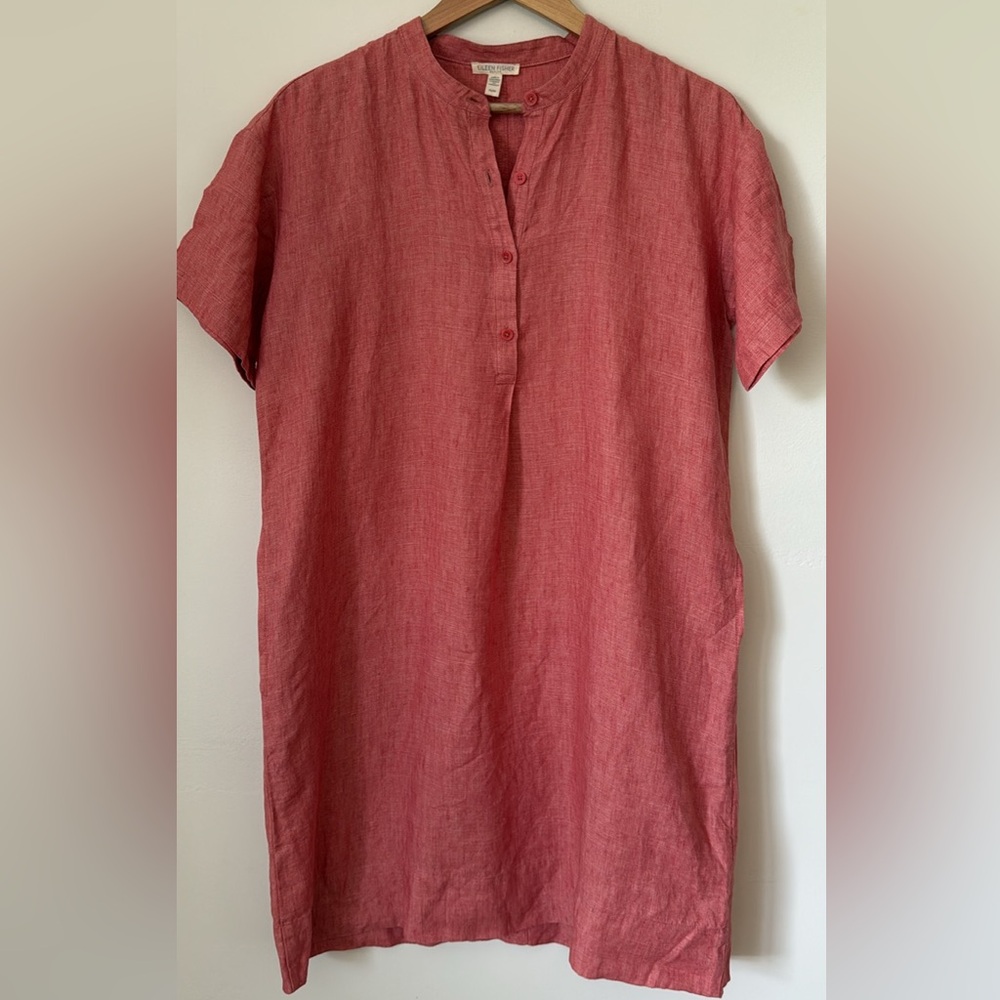NEW Eileen Fisher Women’s Coral Button Down Shirt Dress
